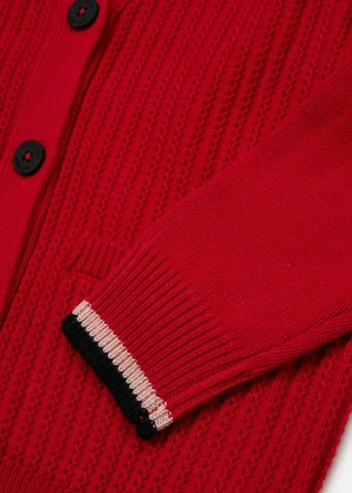 Iceberg Kids Cardigan Rosso con Intarso Logo per Bambini