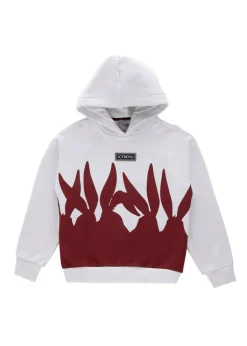 Iceberg Kids Felpa con Cappuccio Bianca con Stampa per Bambini