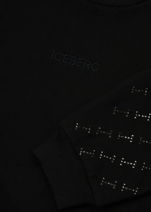 Iceberg Kids Felpa Nera con Applicazione Borchie per Bambine