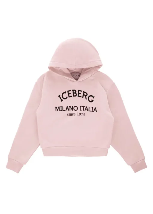Iceberg Kids Felpa Rosa con Cappuccio con Stampa