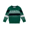 Iceberg Kids Maglione Petrolio con Logo per Neonati