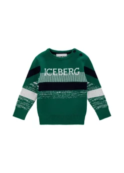 Iceberg Kids Maglione Petrolio con Logo per Neonati