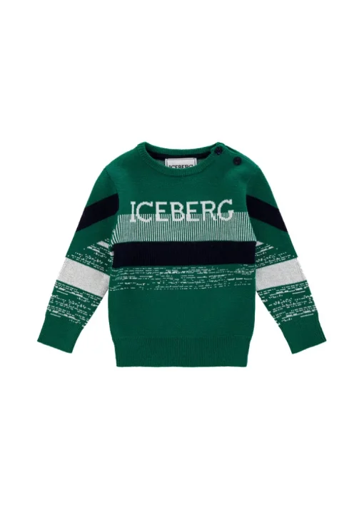 Iceberg Kids Maglione Petrolio con Logo per Neonati