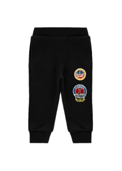 Iceberg Kids Pantaloni Joggers Neri con Patch per Neonati