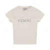 Iceberg Kids T-shirt Bianca con Strass Logo per Bambine