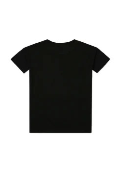 Iceberg Kids T-shirt Nera Crop con Logo Borchiato per Bambine