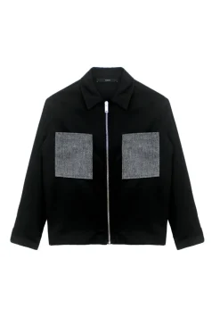 I'm Brian Giubbino Camicia Nero con Tasche per Bambini