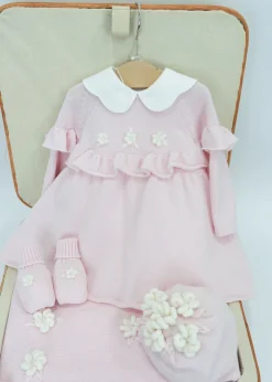 Le Coconnè Vestitino Rosa con Ricami per Neonate