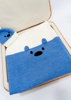 Le Coconne Coperta Bianca/Azzurra per Neonati