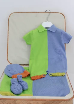 Le Coconne Corredino Azzurro/Verde per Neonati