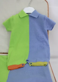 Le Coconne Pagliaccetto Verde/Azzurro per Neonati