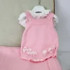 Le Coconne Salopette Rosa con Fiori per Neonate