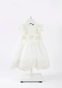 Marlù Abito Vaniglia/Beige con Ricami per Neonate