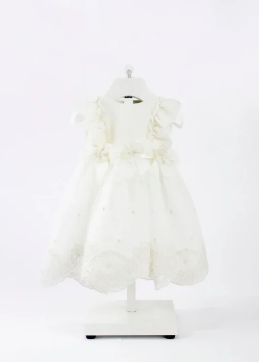 Marlù Abito Vaniglia/Beige con Ricami per Neonate