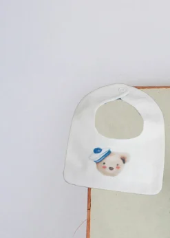 Marlù Bavetta Bianca con Stampa Orso per Neonati