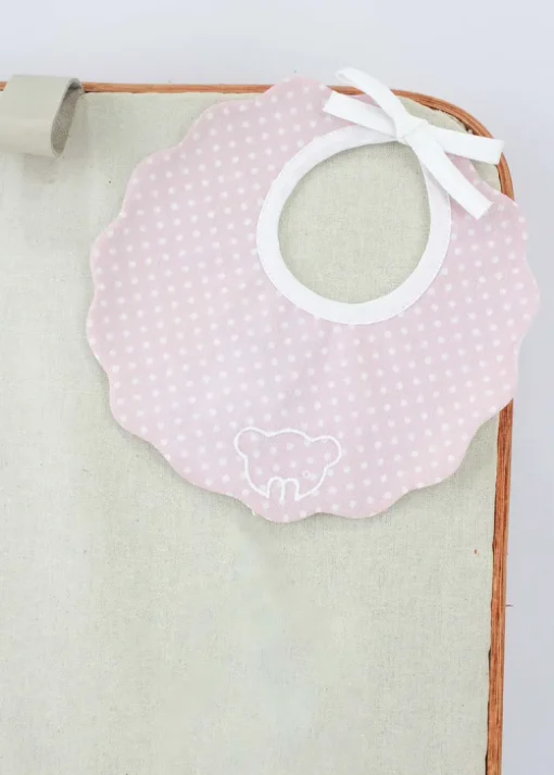Marlù Bavetta Rosa a Pois con Ricamo per Neonate