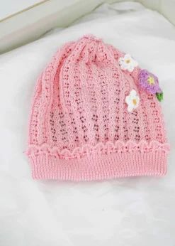 Marlù Cappello Rosa con Ricamo per Neonate