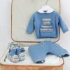 Marlù Coordinato Celeste/Ecru per Neonati