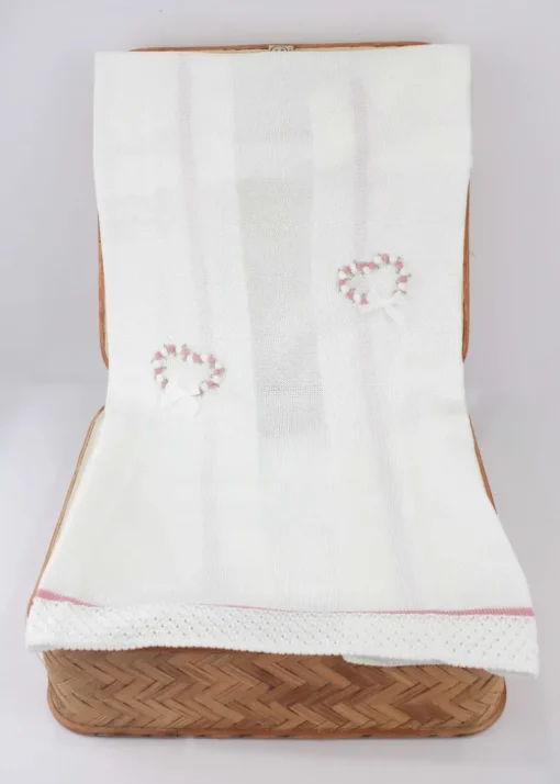 Marlù Coperta Bianco/Rosa con Ricami per Neonate