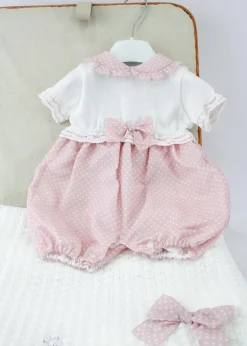 Marlù Pagliaccetto Bianco e Rosa a Pois per Neonate
