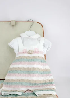 Marlù Salopette Bianca/Multicolor per Neonate
