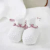 Marlù Scarpine Bianche/Rosa con Ricami Fiori per Neonate
