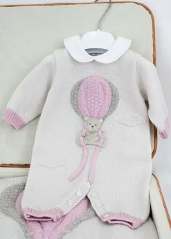Marlù Tutina Rosa/Beige con Ricamo per Neonate