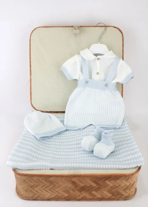 Marlu Corredino Celeste/Bianco con Pagliaccetto per Neonate