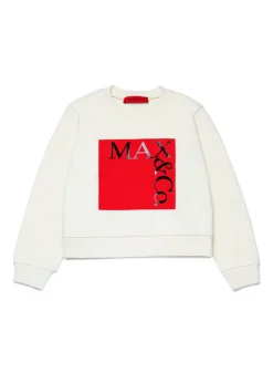 Max & Co Kids Felpa Girocollo Crema con Logo per Bambine