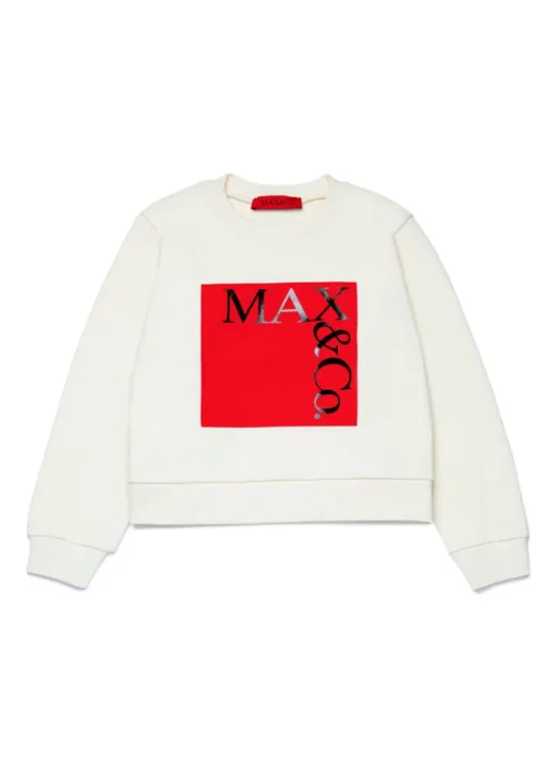 Max & Co Kids Felpa Girocollo Crema con Logo per Bambine