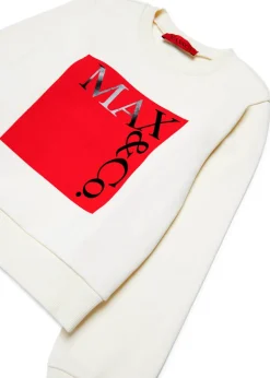 Max & Co Kids Felpa Girocollo Crema con Logo per Bambine