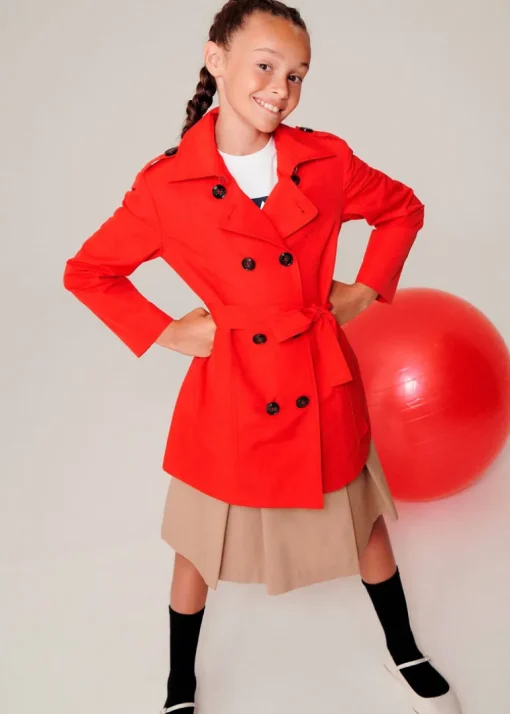 Max & Co Kids Trench Doppiopetto Rosso con Cintura
