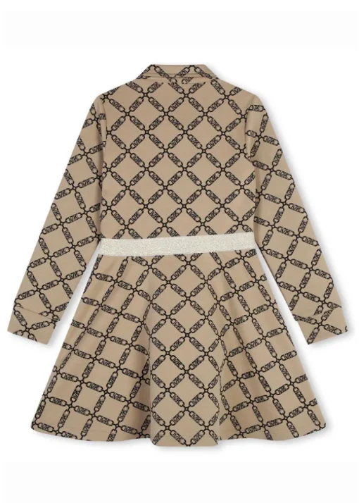 Michael Kors Kids Abito Beige con Logo Monogram per Bambine