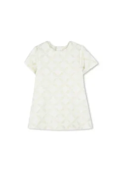 Michael Kors Kids Abito Ecrù Logo All Over per Neonate