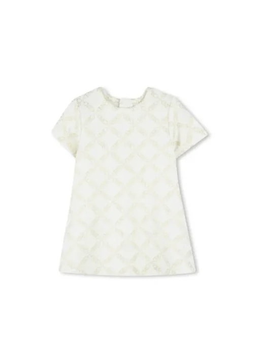 Michael Kors Kids Abito Ecrù Logo All Over per Neonate