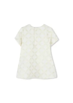 Michael Kors Kids Abito Ecrù Logo All Over per Neonate