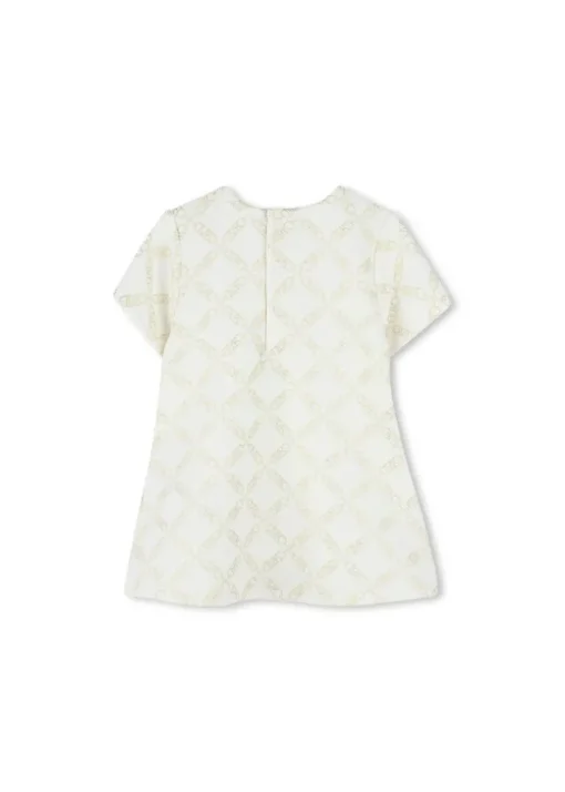 Michael Kors Kids Abito Ecrù Logo All Over per Neonate