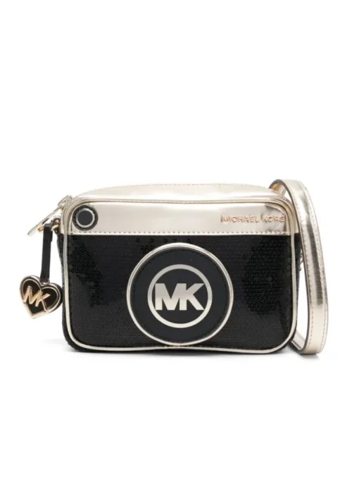 Michael Kors Kids Borsetta Nera a Spalla con Pailettes
