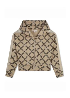 Michael Kors Kids Felpa Beige con Cappuccio con Logo Monogram per Bambine