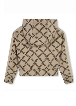 Michael Kors Kids Felpa Beige con Cappuccio con Logo Monogram per Bambine
