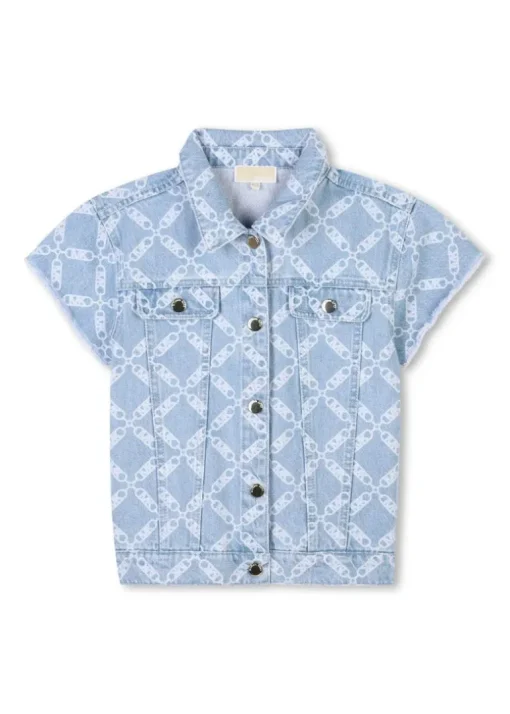 Michael Kors Kids Giacca in Denim Logo All Over per Bambine