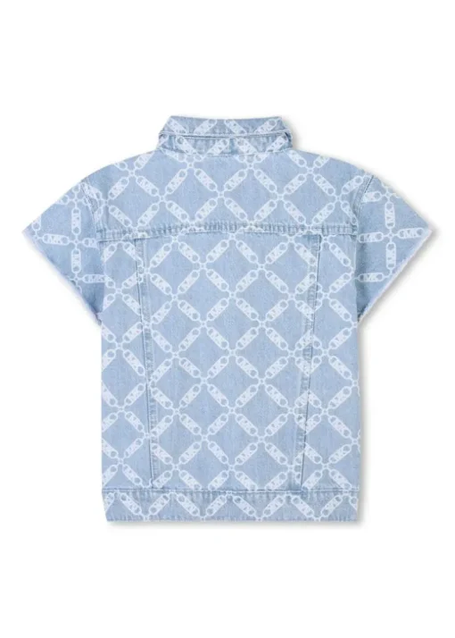 Michael Kors Kids Giacca in Denim Logo All Over per Bambine
