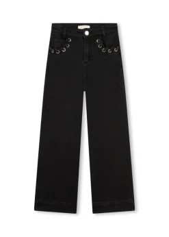 Michael Kors Kids Jeans Denim Nero Straight per Bambine