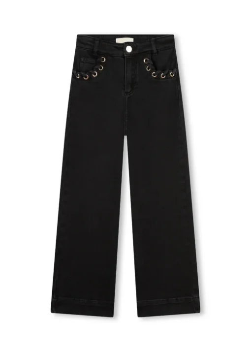 Michael Kors Kids Jeans Denim Nero Straight per Bambine