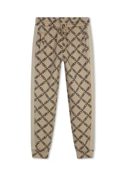 Michael Kors Kids Pantaloni in Felpa Beige con Logo Monogram per Bambine