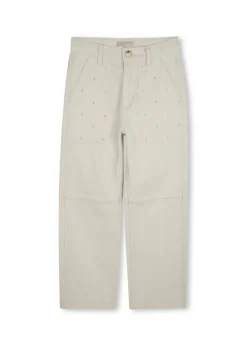 Michael Kors Kids Pantaloni Crema con Applicazione Strass per Bambine