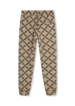 Michael Kors Kids Pantaloni in Felpa Beige con Logo Monogram per Bambine