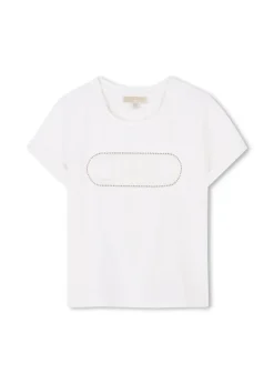 Michael Kors Kids T-shirt Bianca con Applicazione Strass per Bambine