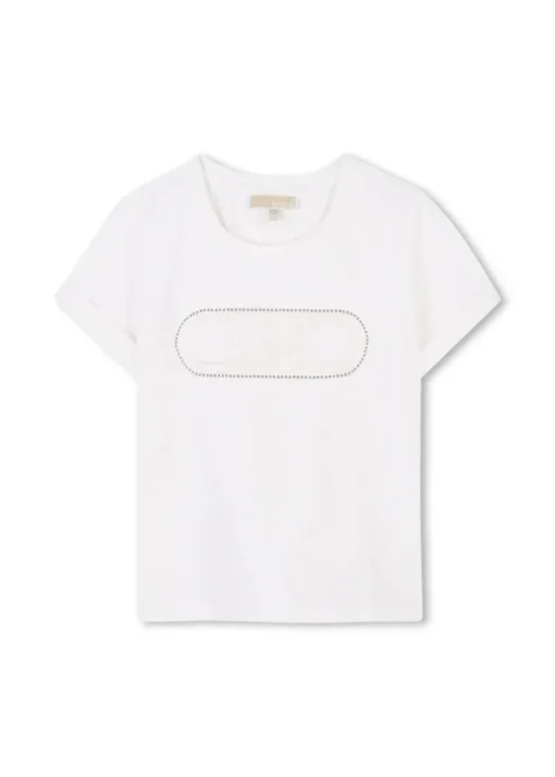 Michael Kors Kids T-shirt Bianca con Applicazione Strass per Bambine