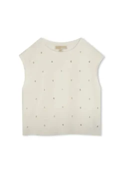 Michael Kors Kids T-Shirt Bianca con Applicazione Strass per Bambine